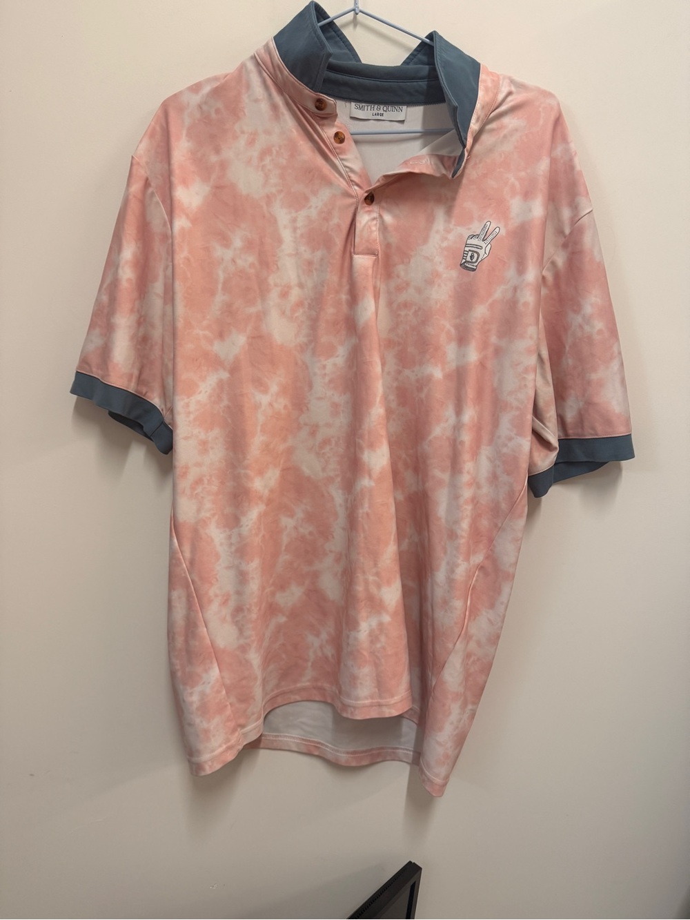 Salt Life Men's Coral Tie-Dye Polo with Slate Accents